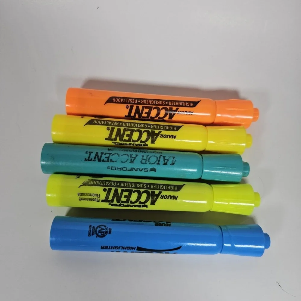 Sanford vintage Major Accent Highlighters Lot of 6 Yellow Orange Blue Teal